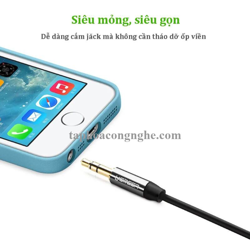 Ugreen 30551 0.5M màu Đen Cáp âm thanh 2 đầu 3.5mm dương mạ vàng AV139 30030551